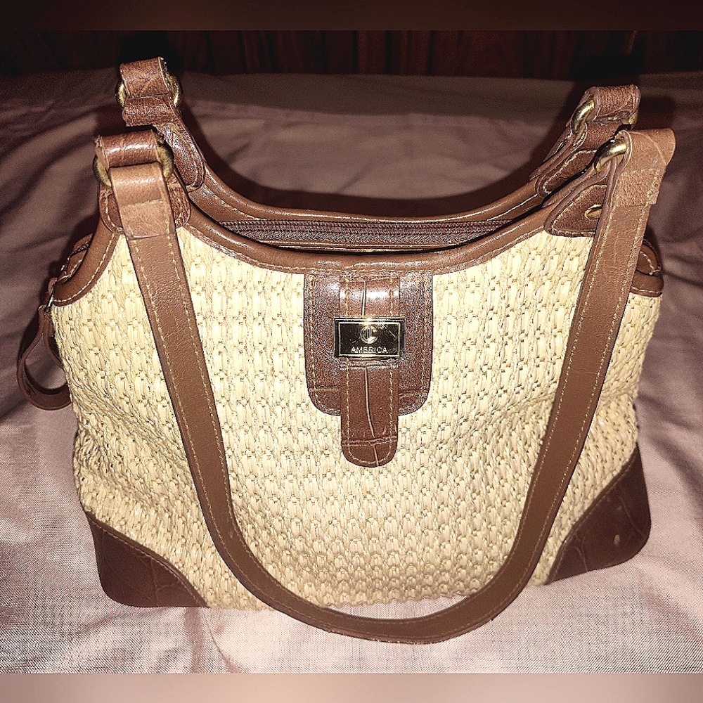 Brown and Beige CL America Purse